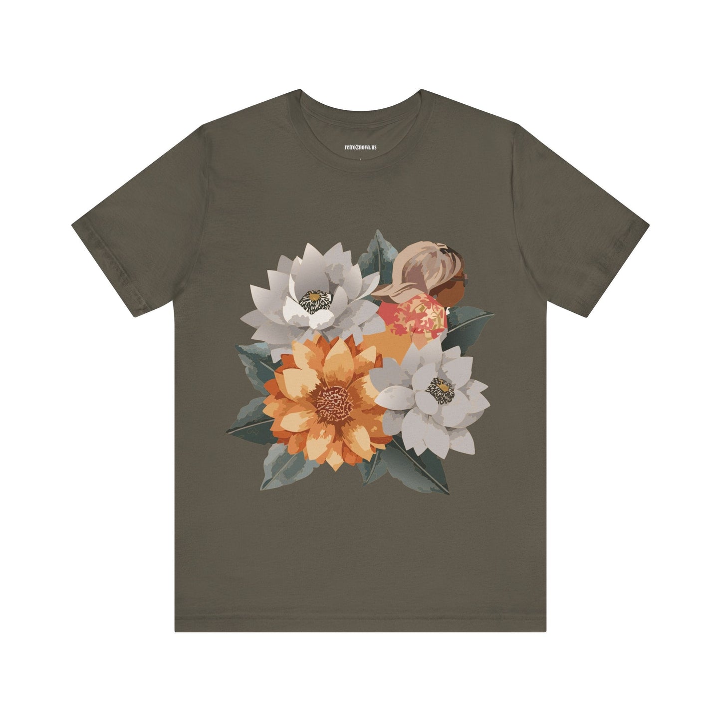 Retro2Nova Flowers Shirt Floral Shirt Unisex Floral Tee Lightweight Breathable Jersey