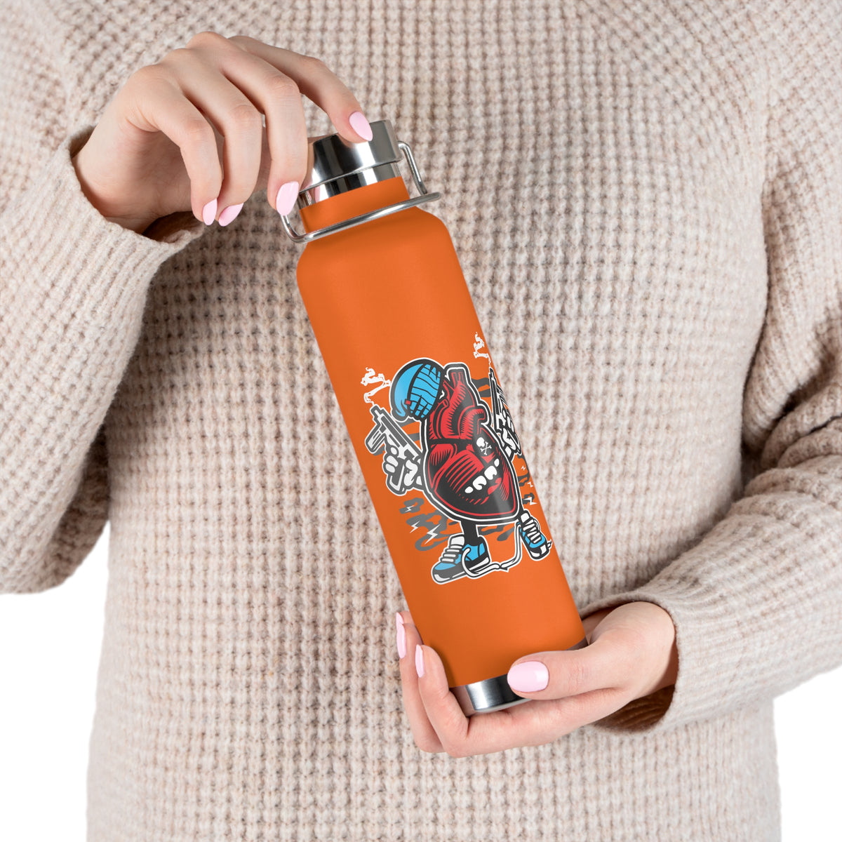 22oz Copper Insulated Water Bottle with Cartoon Design - CV91