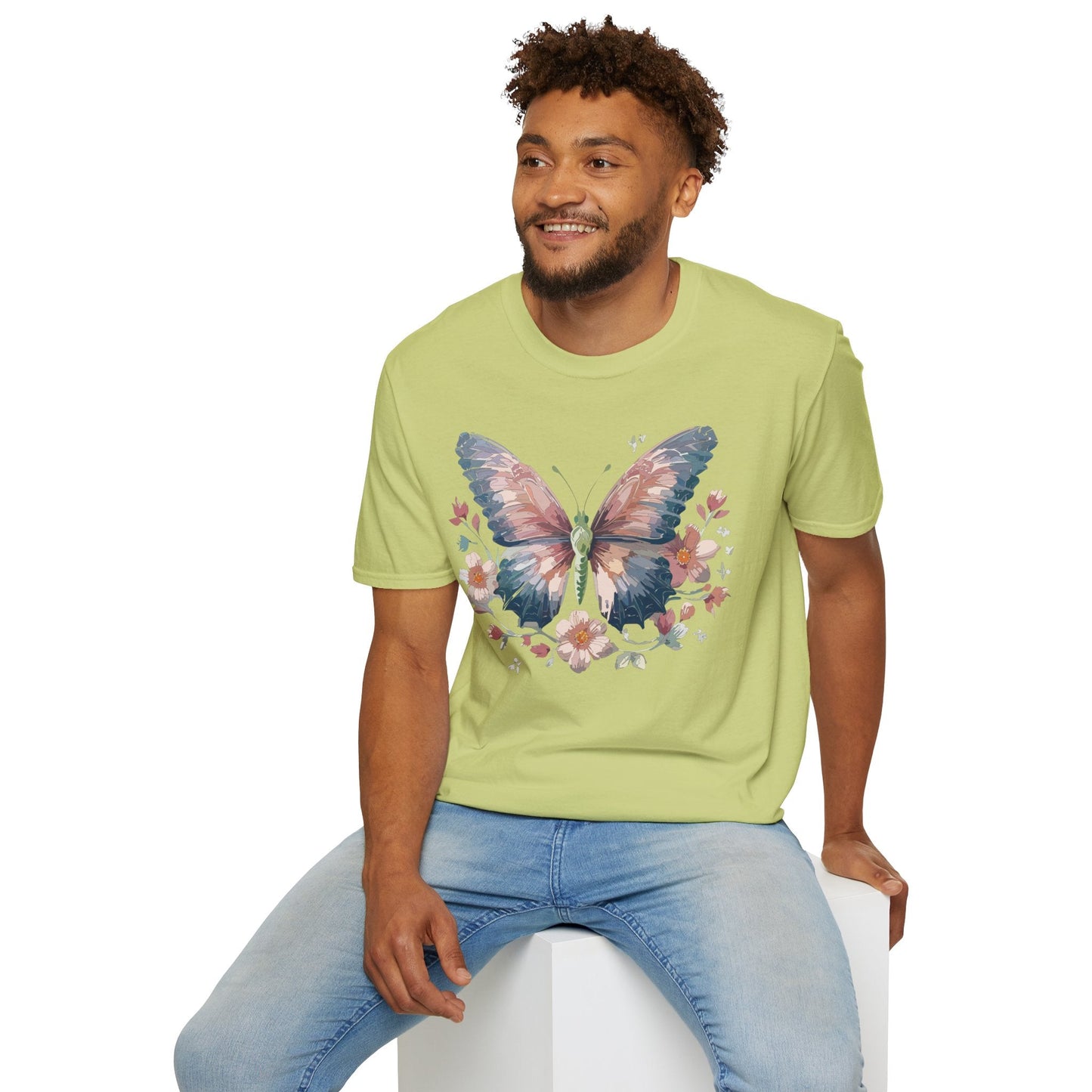 Butterfly Print T Shirt Monarch Unisex Gildan Softstyle 64000 Cotton Tee For Everyday Comfort