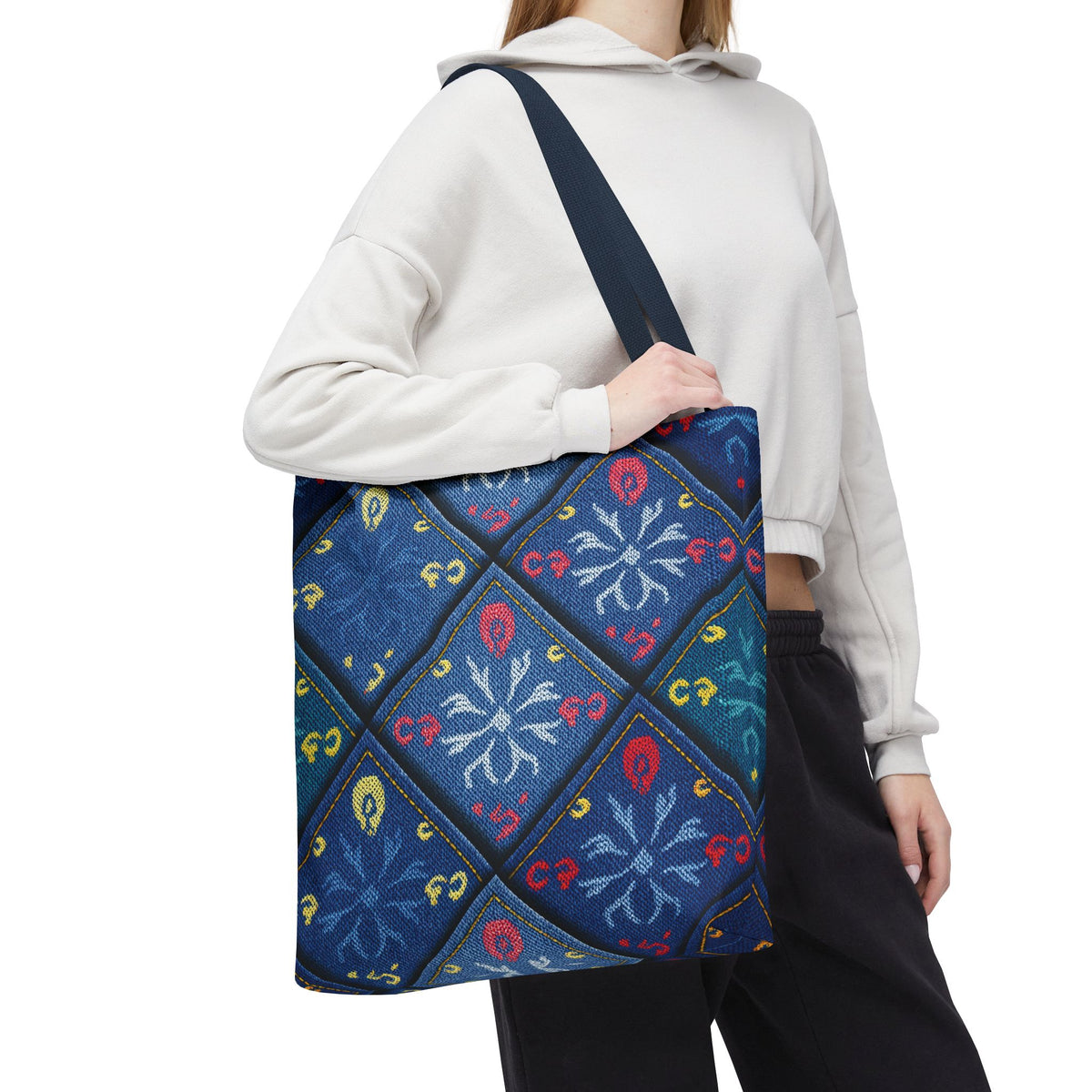 Diwali Graphic Denim Fabric Imitation Print Unisex Canvas Bag Poly Spun 3 Sizes Tote Bag 205-8