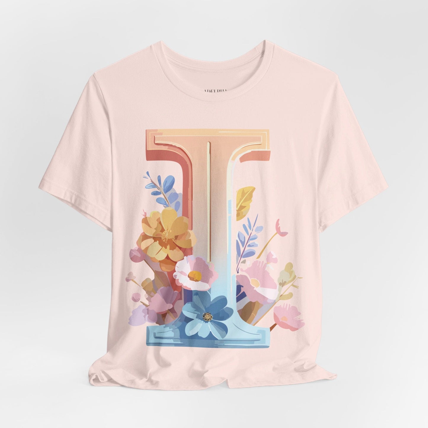 Vintage Inspired Letter I Shirt Unisex Graphic Tee Short Sleeve by Adelpha Premium