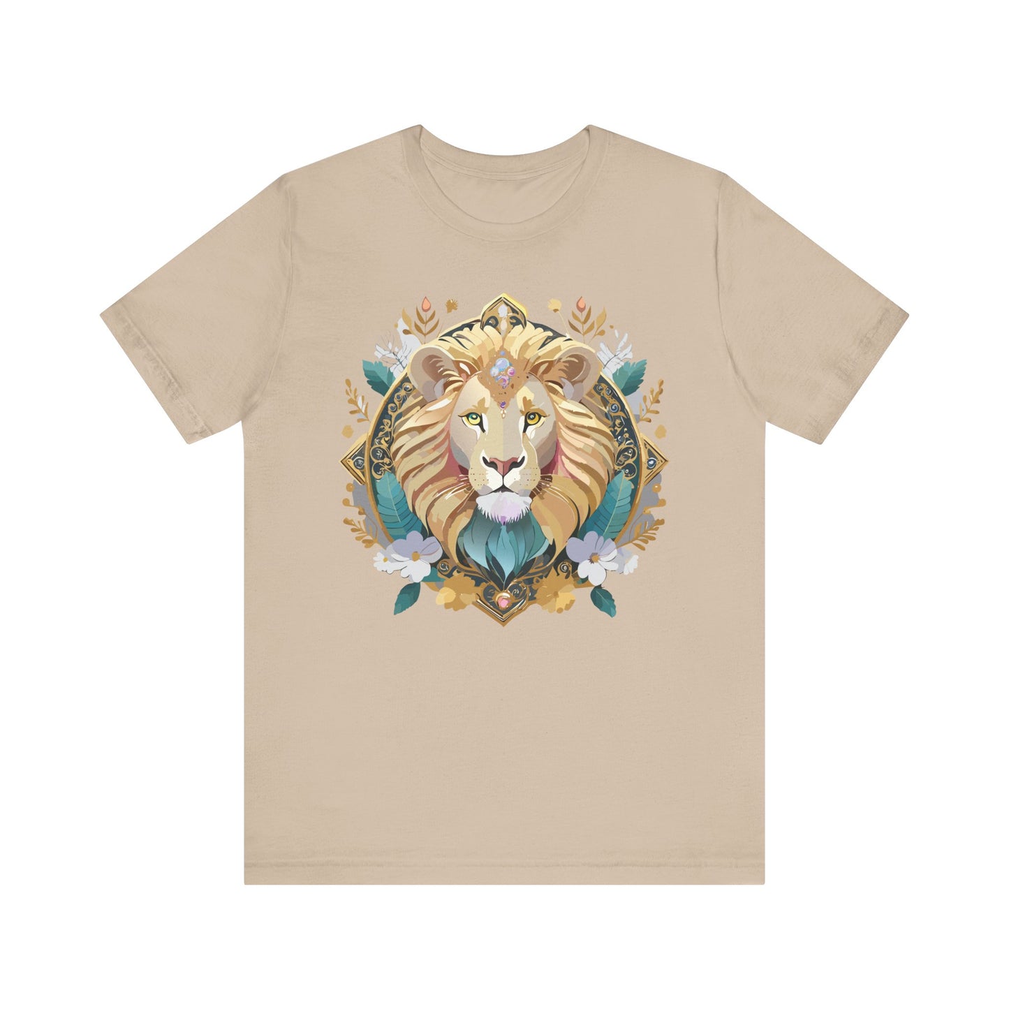 Unisex Lion Graphic Tee, Animal Shirt, Tee Shirt with Lion, Medallion T-Shirt, Animal Medallion Tees 2
