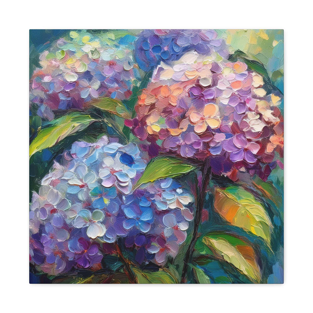 Hydrangeas Print Canvas, Flowers Oil Paint Print 20x20, 24x24, 30x30, 32x32, 36x36, Floral Art Design Print Non-Frame MC-27