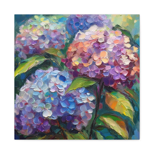 Hydrangeas Print Canvas, Flowers Oil Paint Print 20x20, 24x24, 30x30, 32x32, 36x36, Floral Art Design Print Non-Frame MC-27