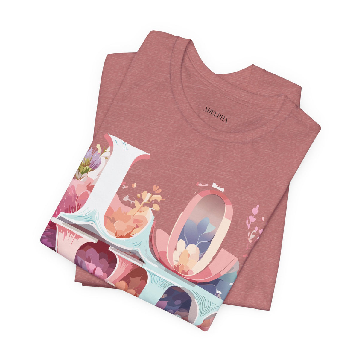 Valentine's Day Graphic Unisex Cotton Bella+Canvas Tee with Floral Art Design d107