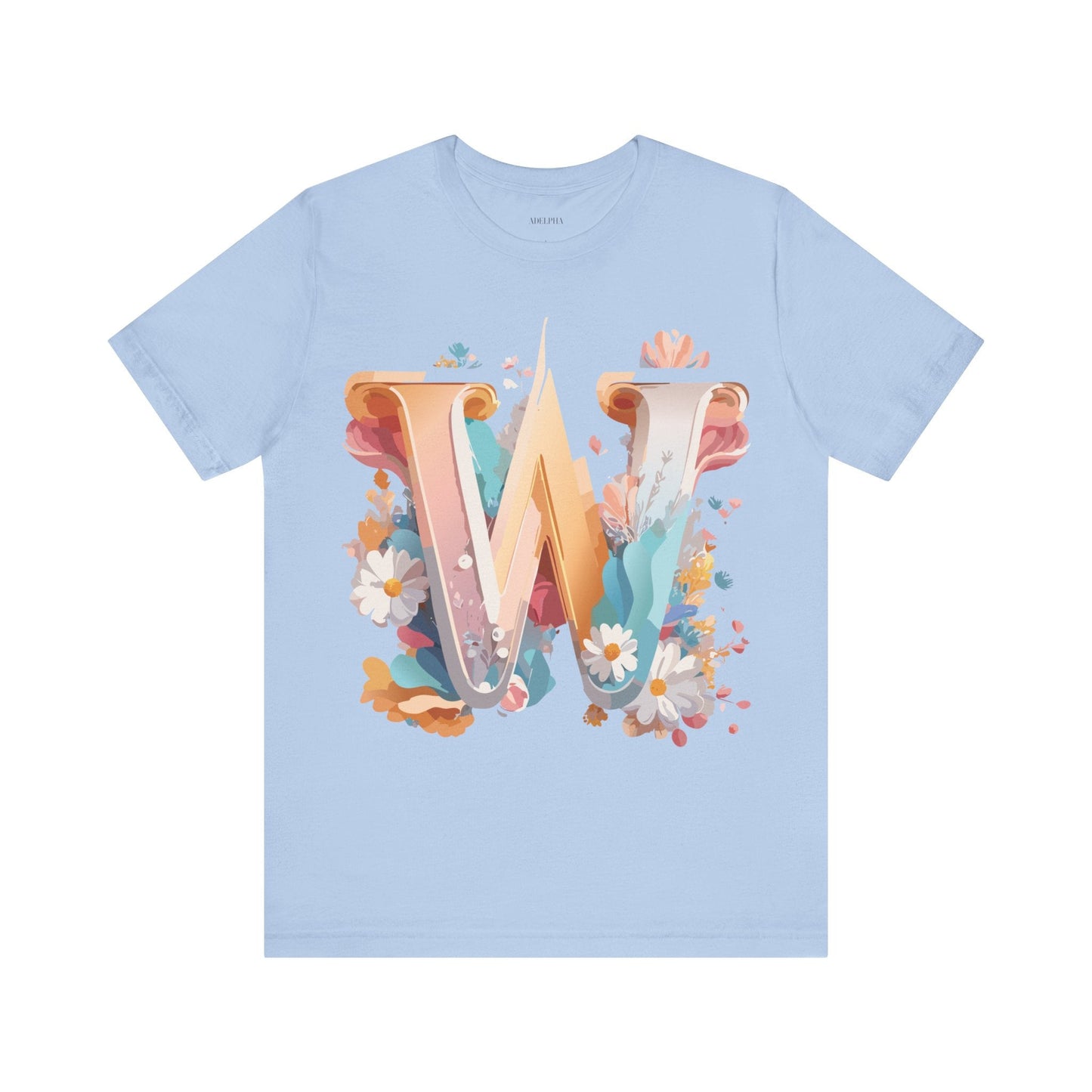 Letter W Shirt Graphic Tee Unisex Jersey Short Sleeve Vintage Inspired Art Adelpha Design