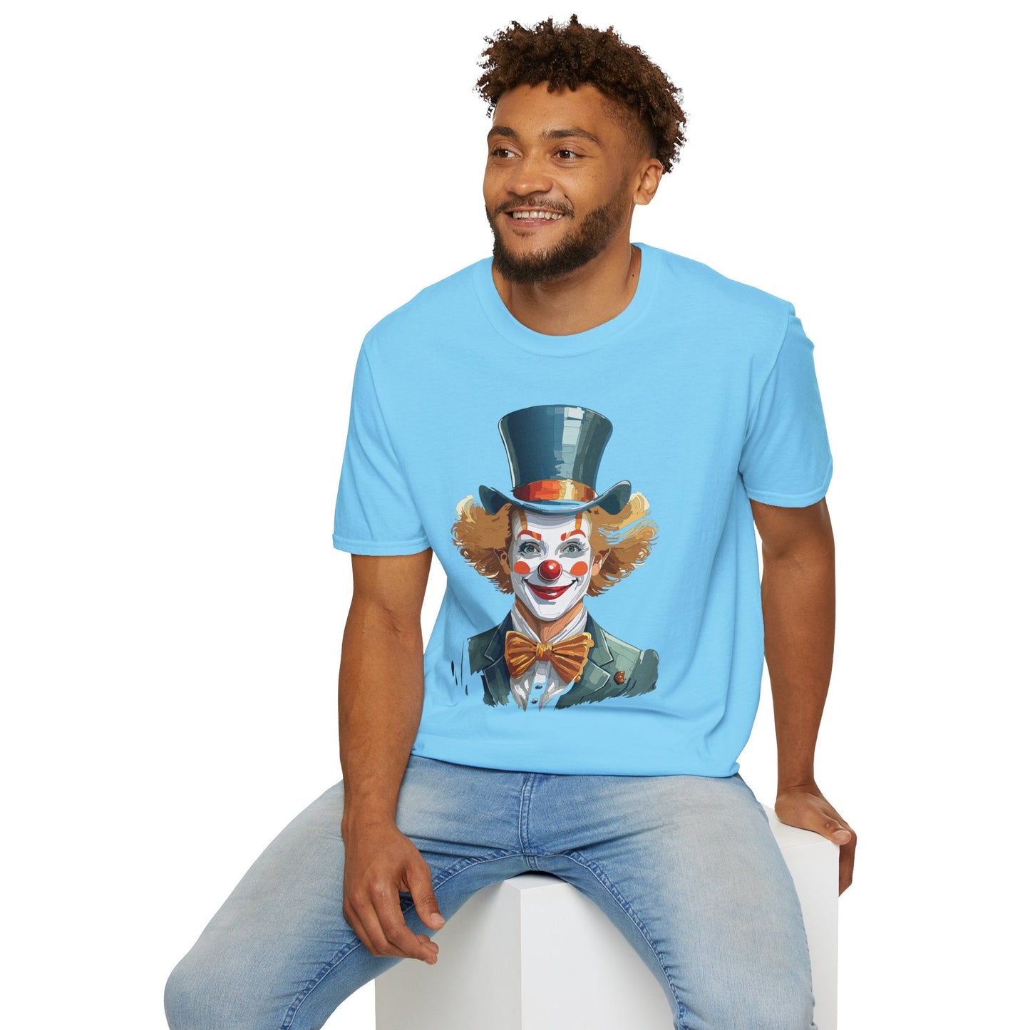 Funny Clown Shirt Unisex T Shirt Circus Style Tee With Scary Man Artwork Gildan 64000