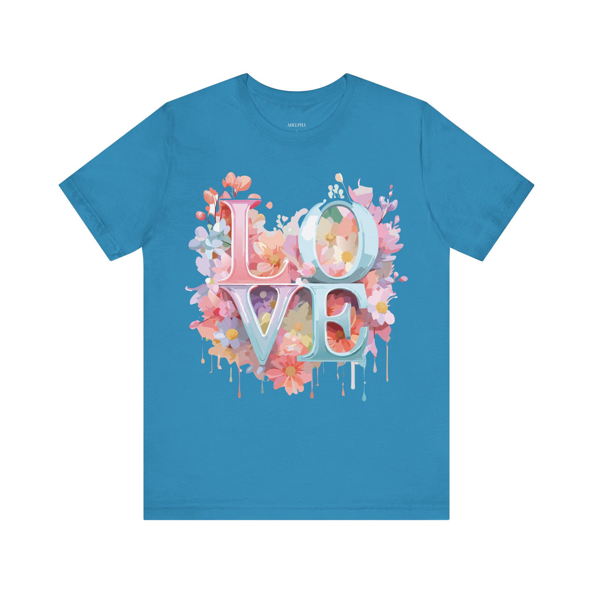 Valentine's Day Graphic Unisex Cotton Bella+Canvas Tee with Floral Art Design d118