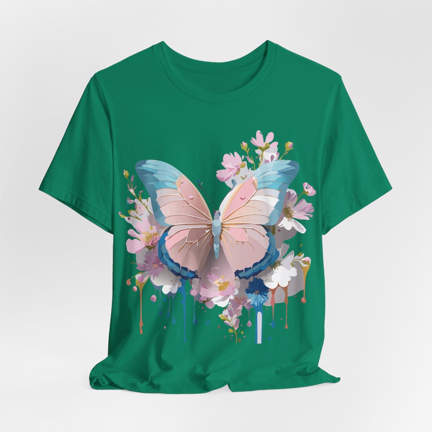 Butterfly Graphic Unisex 100 Cotton Lightweight Vintage Floral Design Jersey Tee 25