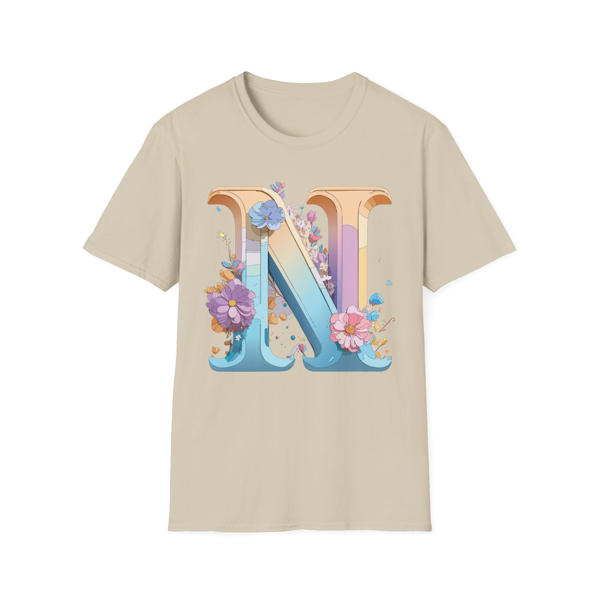 Floral Letter N T-Shirt | Botanical Monogram Tee