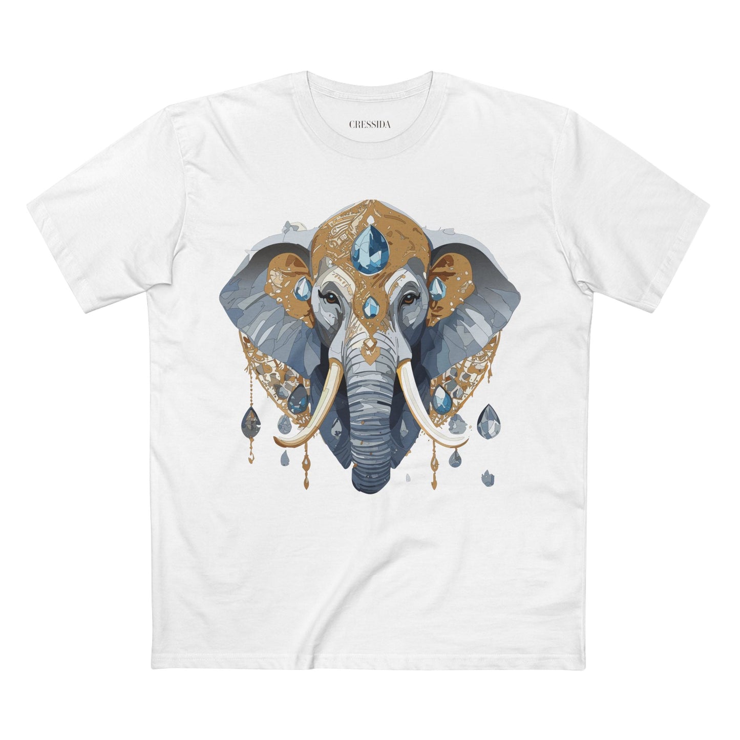 Elephant Graphic Unisex 100 Cotton Tee With Unique Animal Golden Medallion Art Design 36