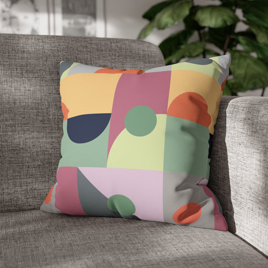 Faux Suede Pillowcase with Abstract print