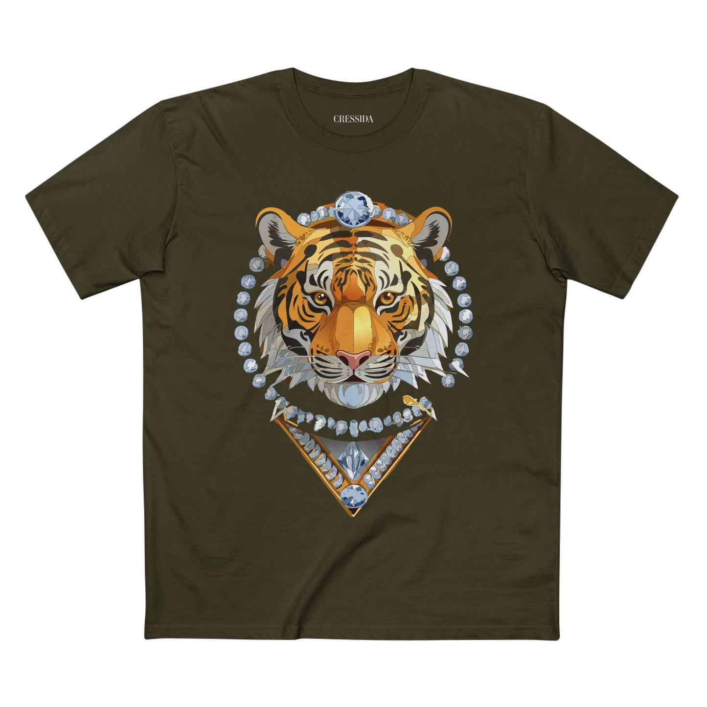 Tiger Graphic Unisex 100 Cotton Tee With Unique Animal Golden Medallion Art Design 5