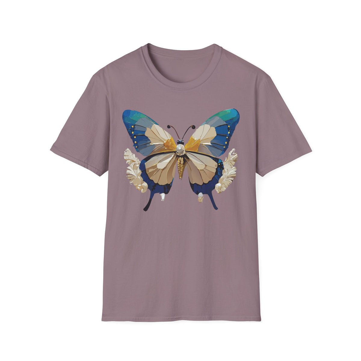 Butterfly Graphic T-Shirt — Earth Tone Floral Wing Design Graphic Tee Unisex 100 Cotton Gildan T-Shirt