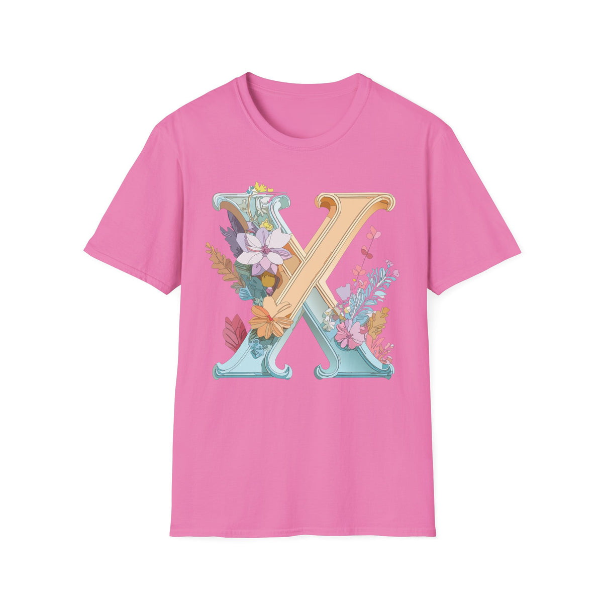 Floral Letter X T-Shirt | Botanical Monogram Tee