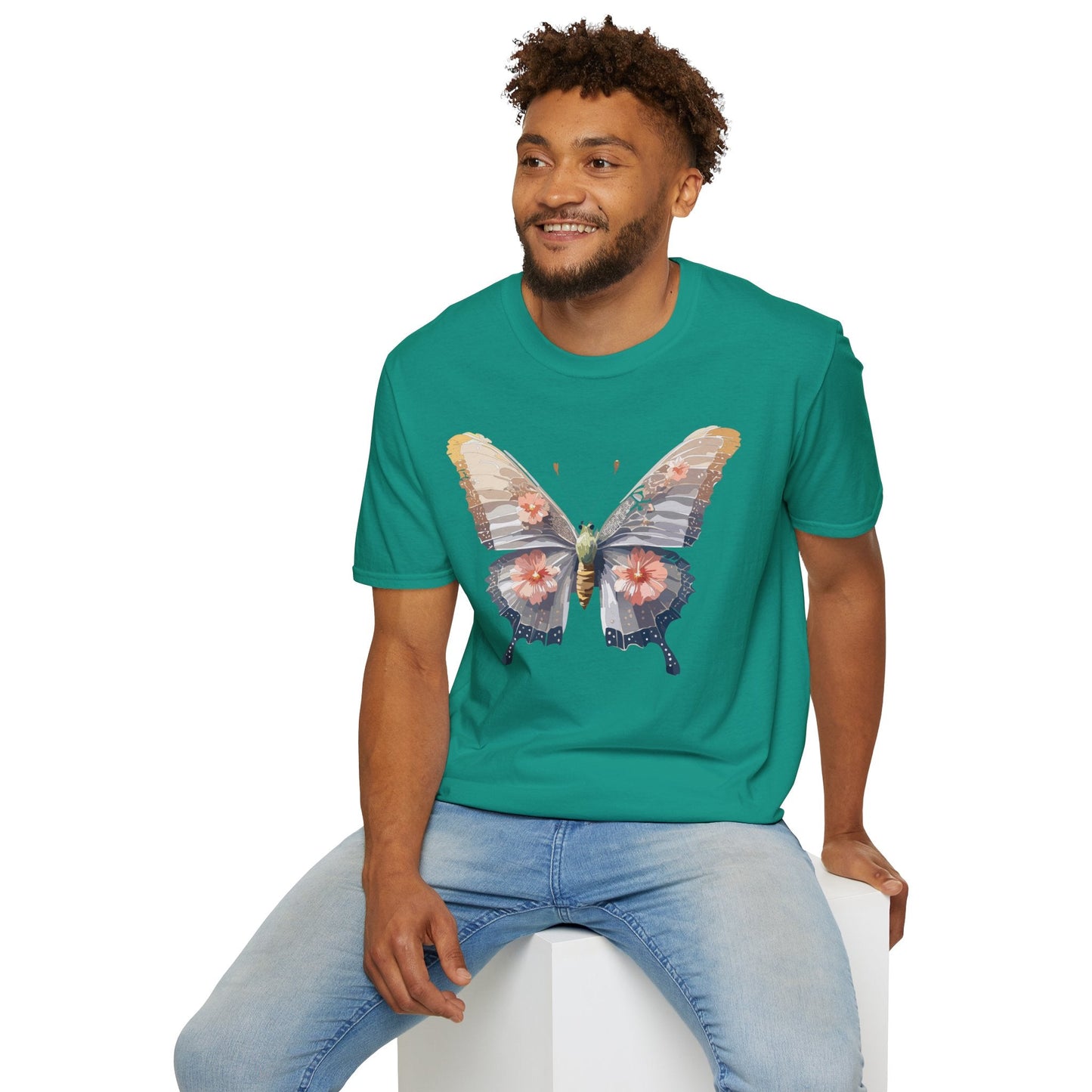 Butterfly T Shirt Unisex Monarch Design Gildan Softstyle 64000 100 Percent Ring Spun Cotton