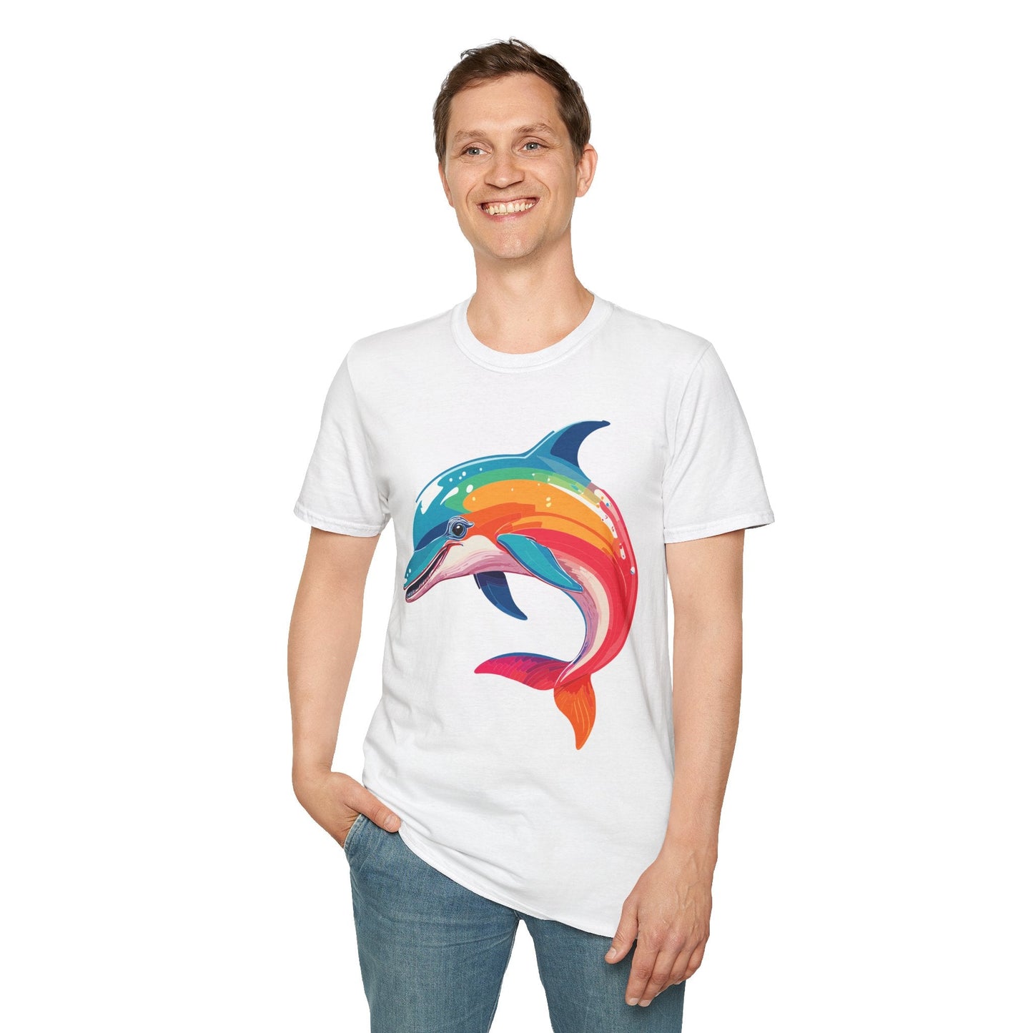 Dolphin Shirt For Unisex 100 Percent Ring Spun Cotton Gildan Softstyle 64000 Short Sleeve Tee