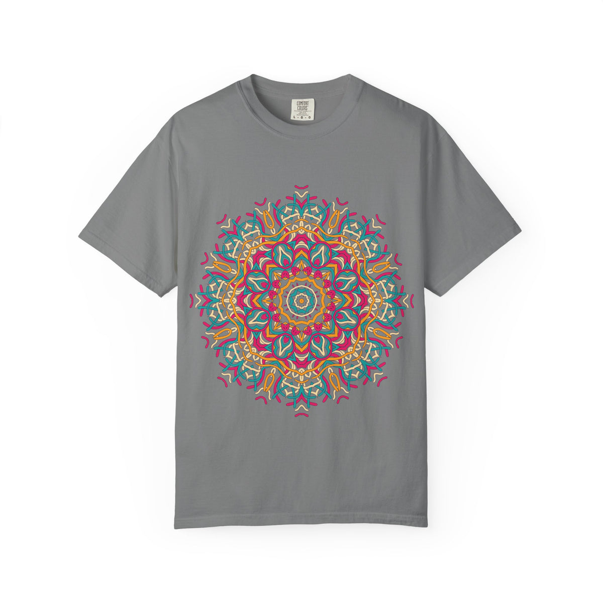 Unisex Garment Dyed Cotton T-Shirt with Mandala Graphic Design