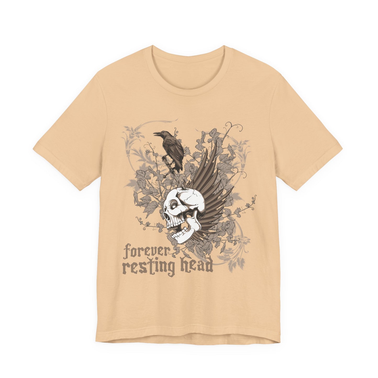 Forever Resting Head Tee, Edgy Graphic Shirt, Music T-Shirt, Gothic Tees, Skull Shirt, Art Design Tee, Skull Graphic Top
