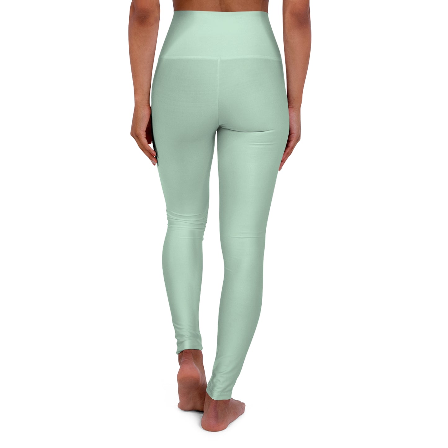 Pale Green Color High-Waist Yoga Leggings Women's Seamless Poly-Span Stretchy Pants XS-2XL