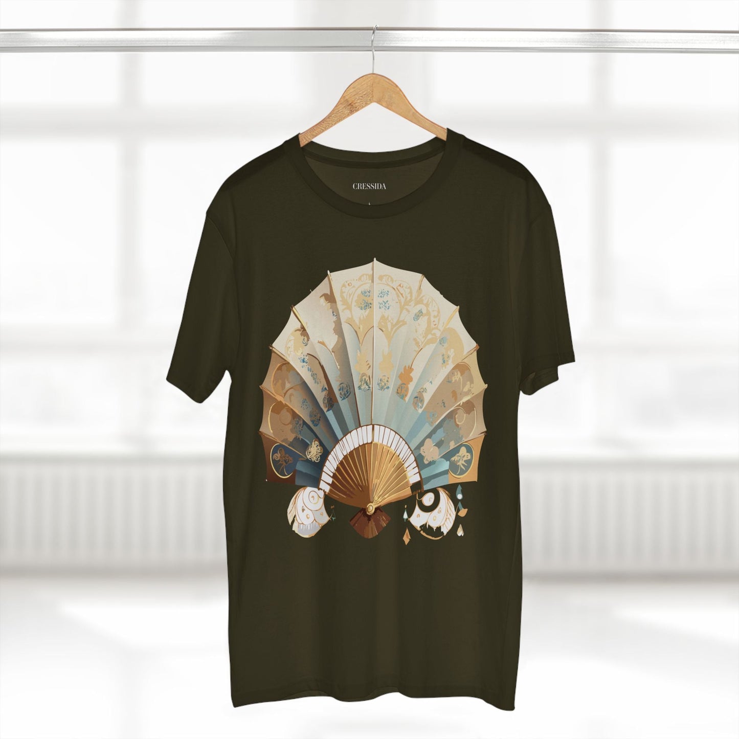 Antique Fan Graphic Design T-Shirt Unisex 100 Cotton Floral Carnival Artwork Tee 14