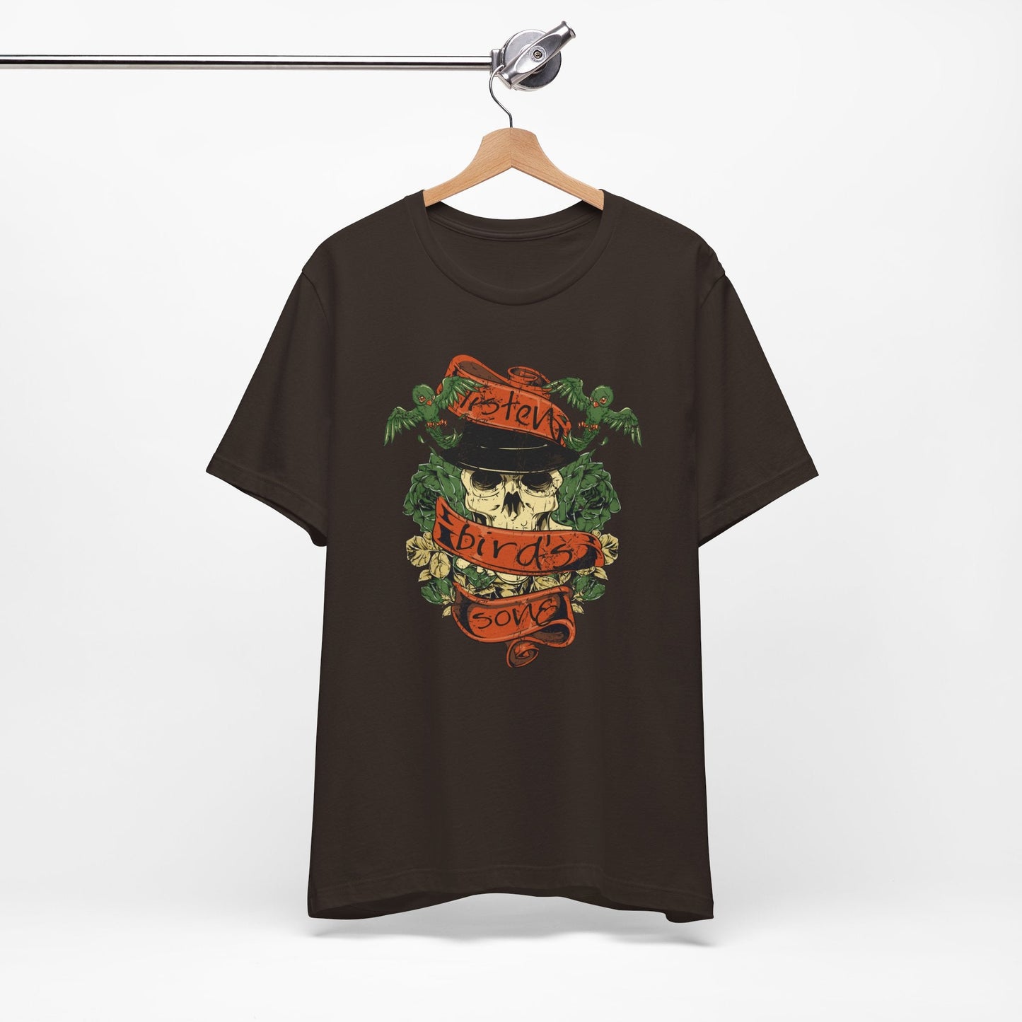 Skull Floral Tattoo Style Graphic Design Unisex Cotton T-Shirt Art-38