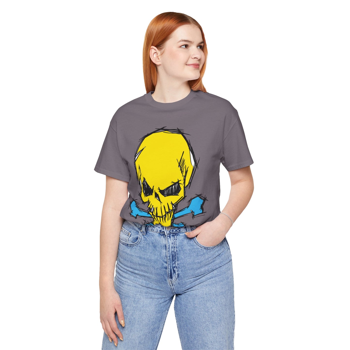 2-Yellow Skull Graphic Design Tee, Skull Shirt, Vintage Tees, Art Design T-Shirt, Vintage Graphic Tee, Art Shirts with Skulls