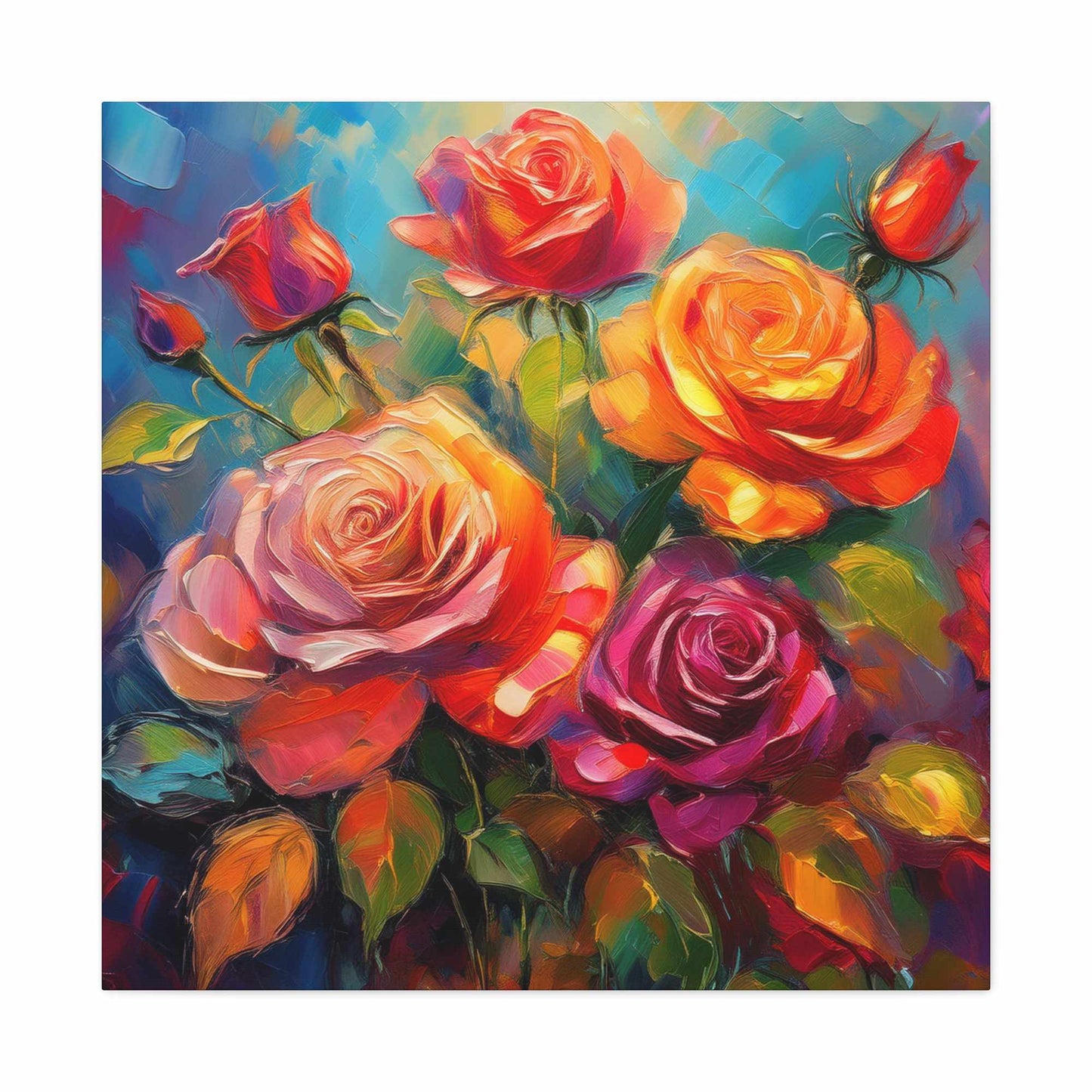 Orange Roses Print Canvas, Roses Oil Paint Print 20x20, 24x24, 30x30, 32x32, 36x36, Floral Art Design Print Non-Frame MC-17
