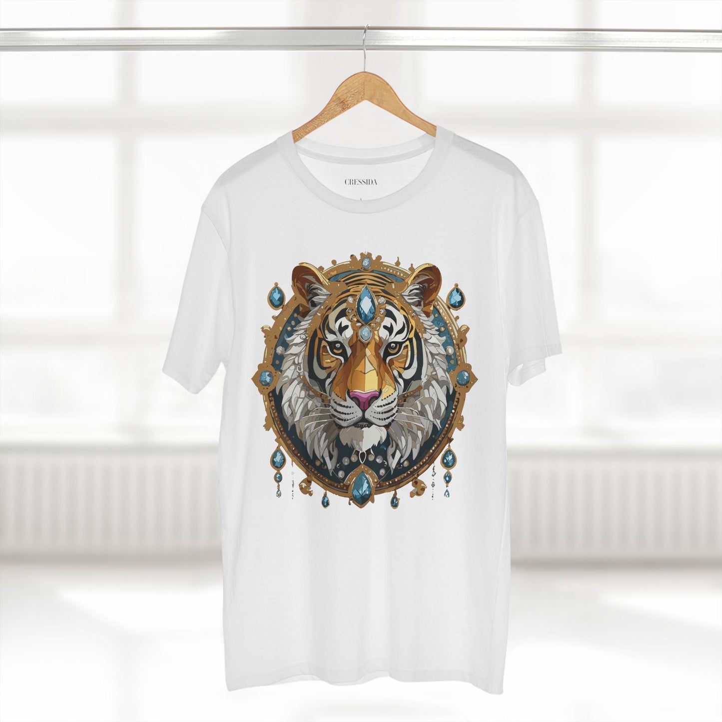 Tiger Graphic Unisex 100 Cotton Tee With Unique Animal Golden Medallion Art Design 51