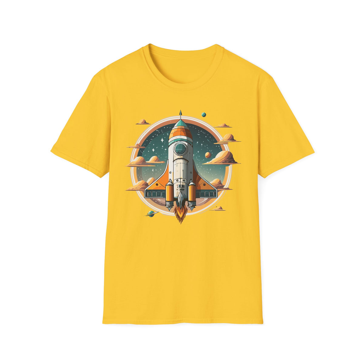 Retro Rocket Launch T-Shirt | Space Shuttle Graphic Design Unisex 100 Cotton Gildan T-Shirt