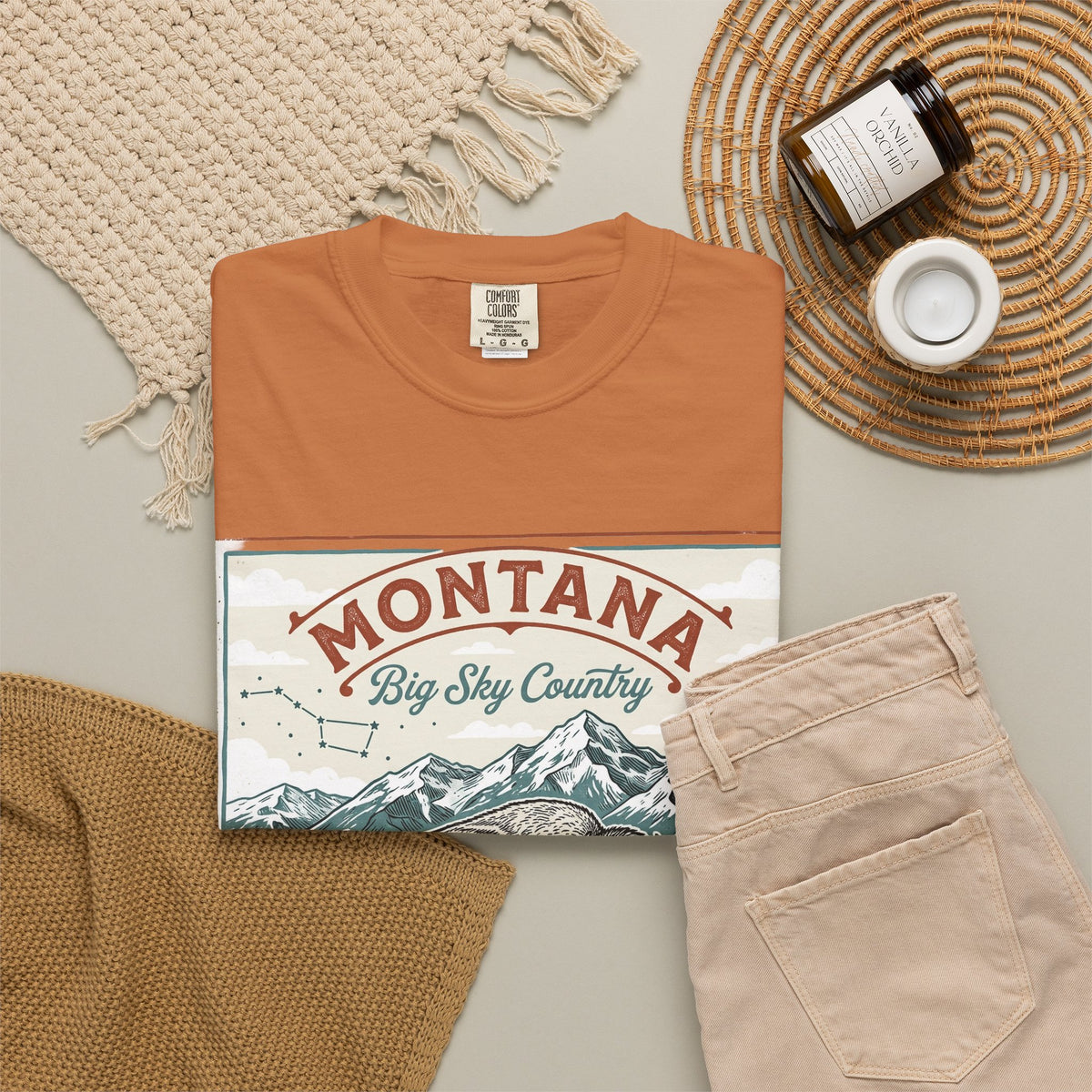 Montana Graphic Unisex Heavyweight Garment-Dyed Travel Tourist Graphic Gift Tee 100 Cotton Comfort Colors T-Shirt
