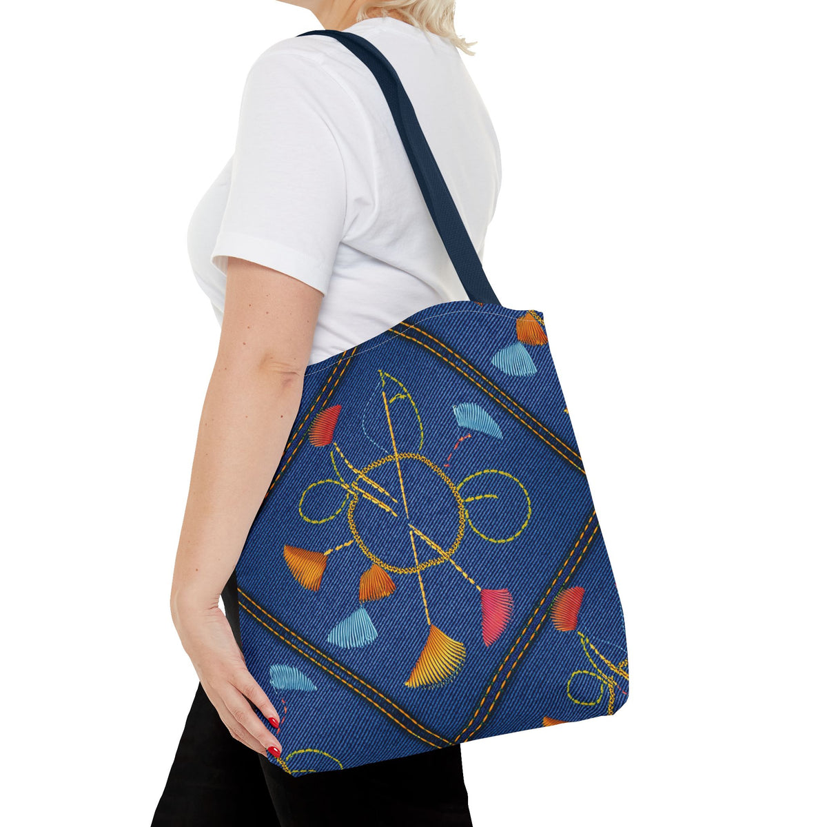 Diwali Graphic Denim Fabric Imitation Print Unisex Canvas Bag Poly Spun 3 Sizes Tote Bag 205-10