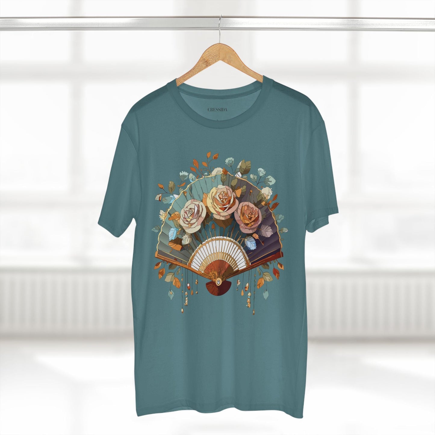 Antique Fan Graphic Design T-Shirt Unisex 100 Cotton Floral Carnival Artwork Tee 5
