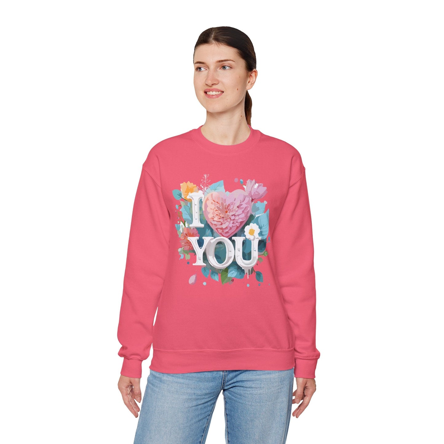 Floral Love Sweatshirt Unisex Valentines Day Gift 50 50 Cotton Polyester Crewneck