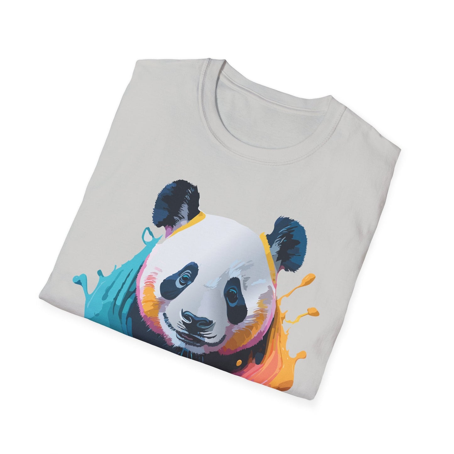Unisex Panda Shirt T Shirt With Panda Animal Print Tee Softstyle Gildan 64000 100 Percent Ring Spun Cotton