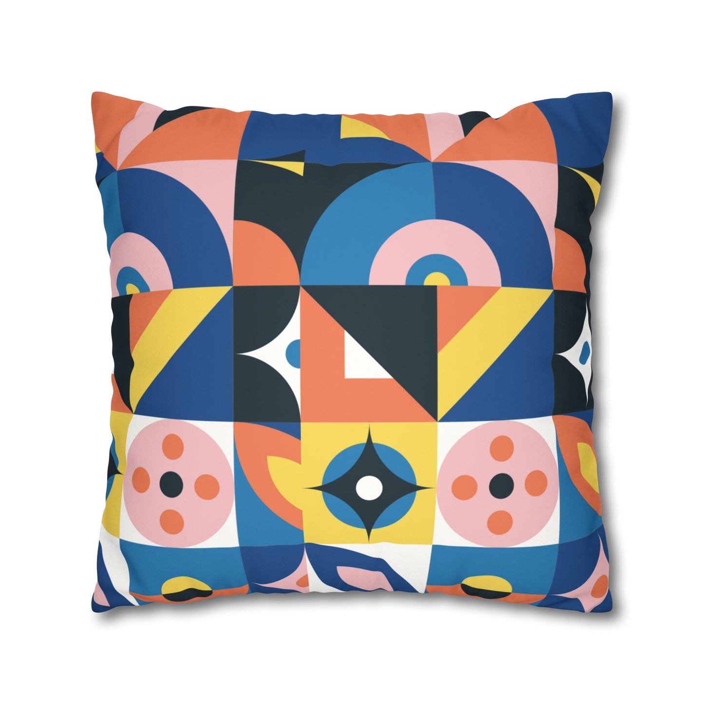 Faux Suede Pillowcase with Abstract print