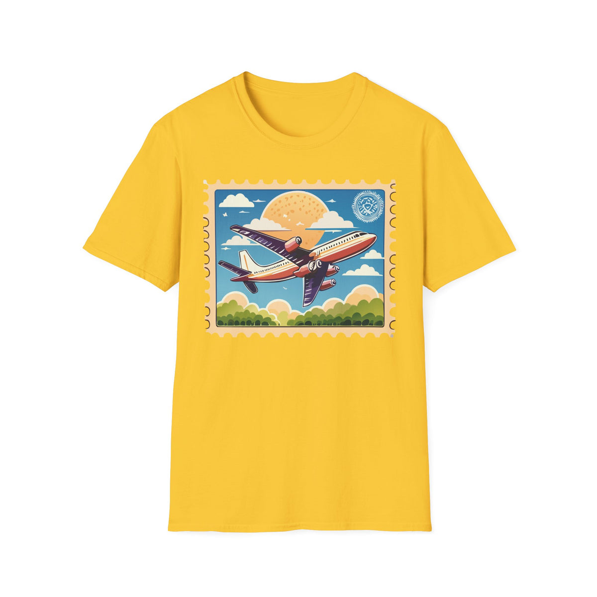 Vintage Airplane Stamp design T-Shirt | Retro Travel Aviation Tee