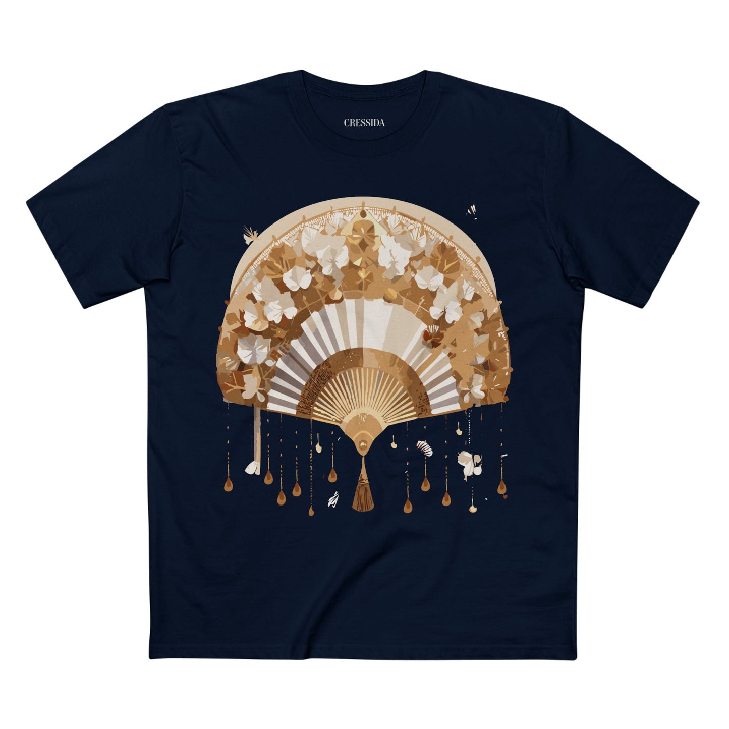 Antique Fan Graphic Design T-Shirt Unisex 100 Cotton Floral Carnival Artwork Tee 17