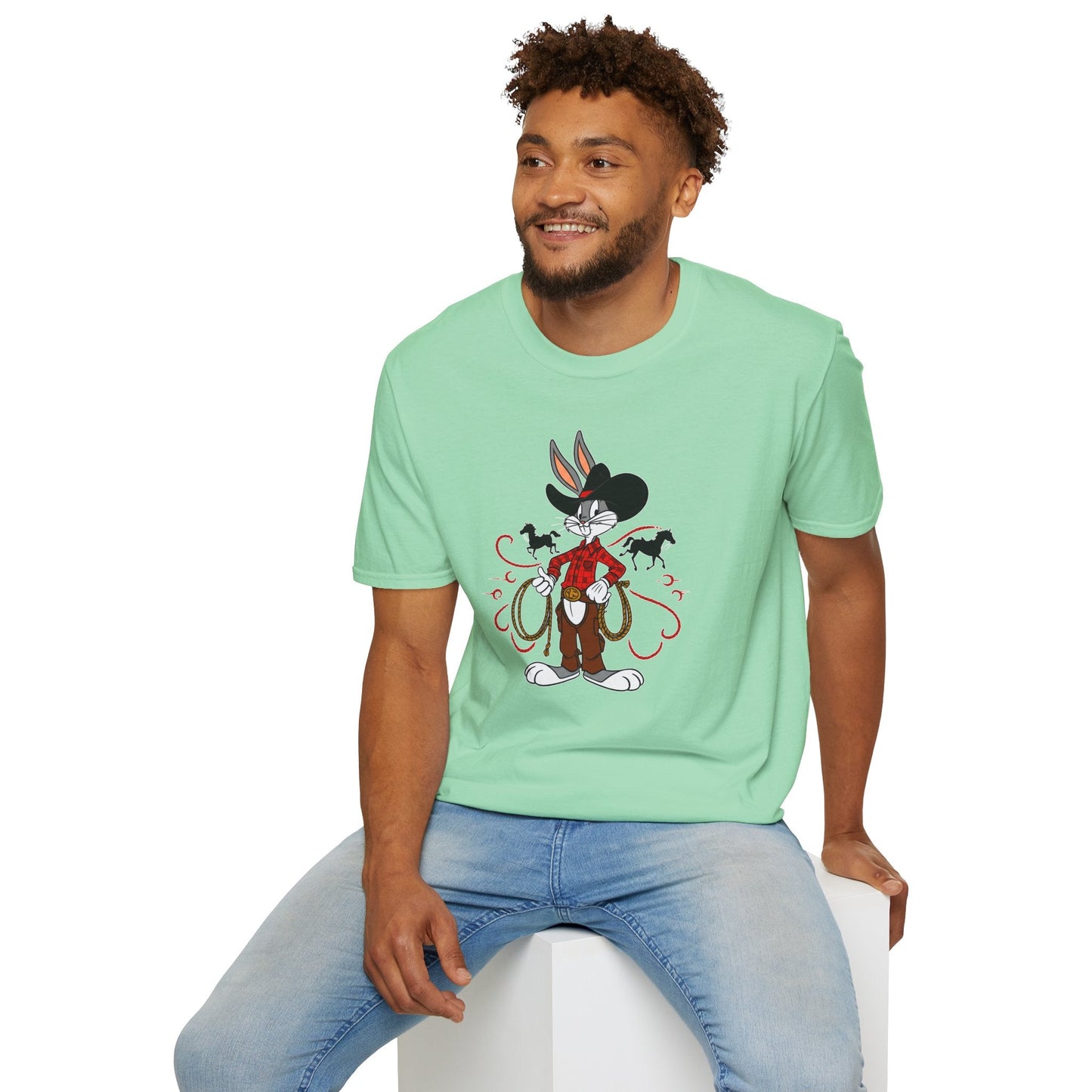 Cartoon Bunny Graphic Unisex Cotton Animal Animation Artwork Design Tee 4