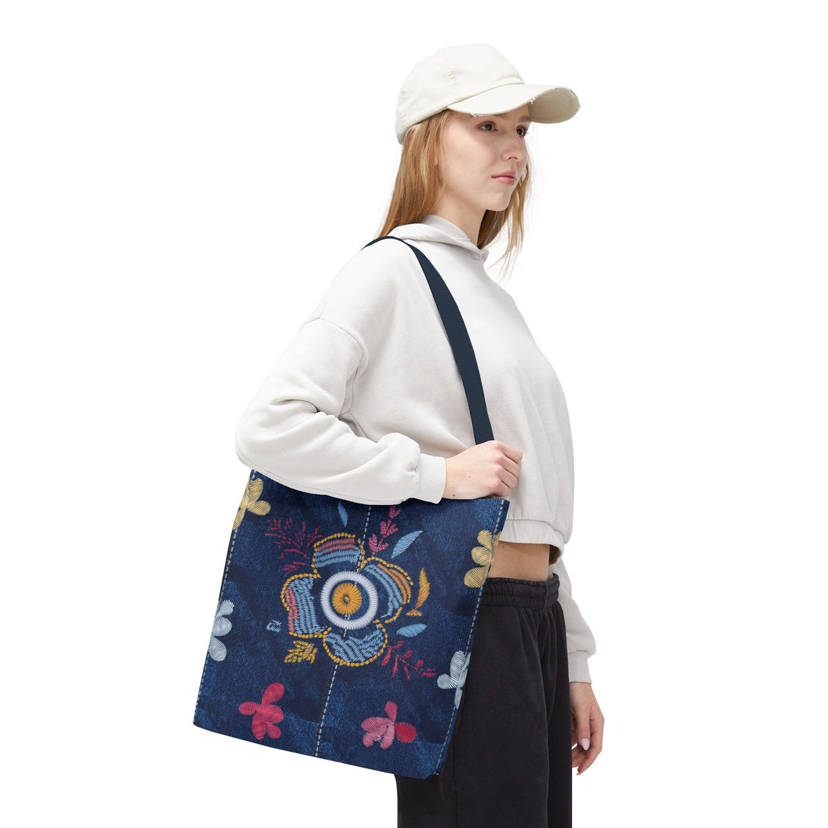 Denim Fabric Imitation Print Unisex Canvas Bag Poly Spun 3 Sizes Tote Bag 167