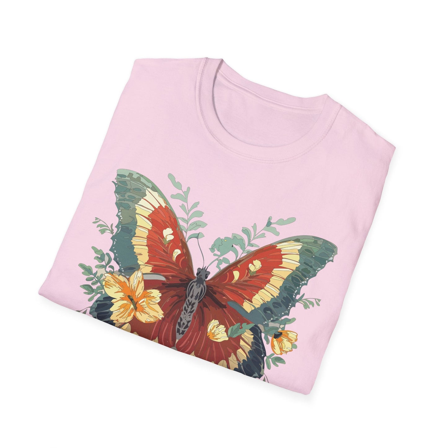 Butterfly T Shirt Unisex Gildan Softstyle 64000 Comfort Monarch Design 100 Percent Cotton