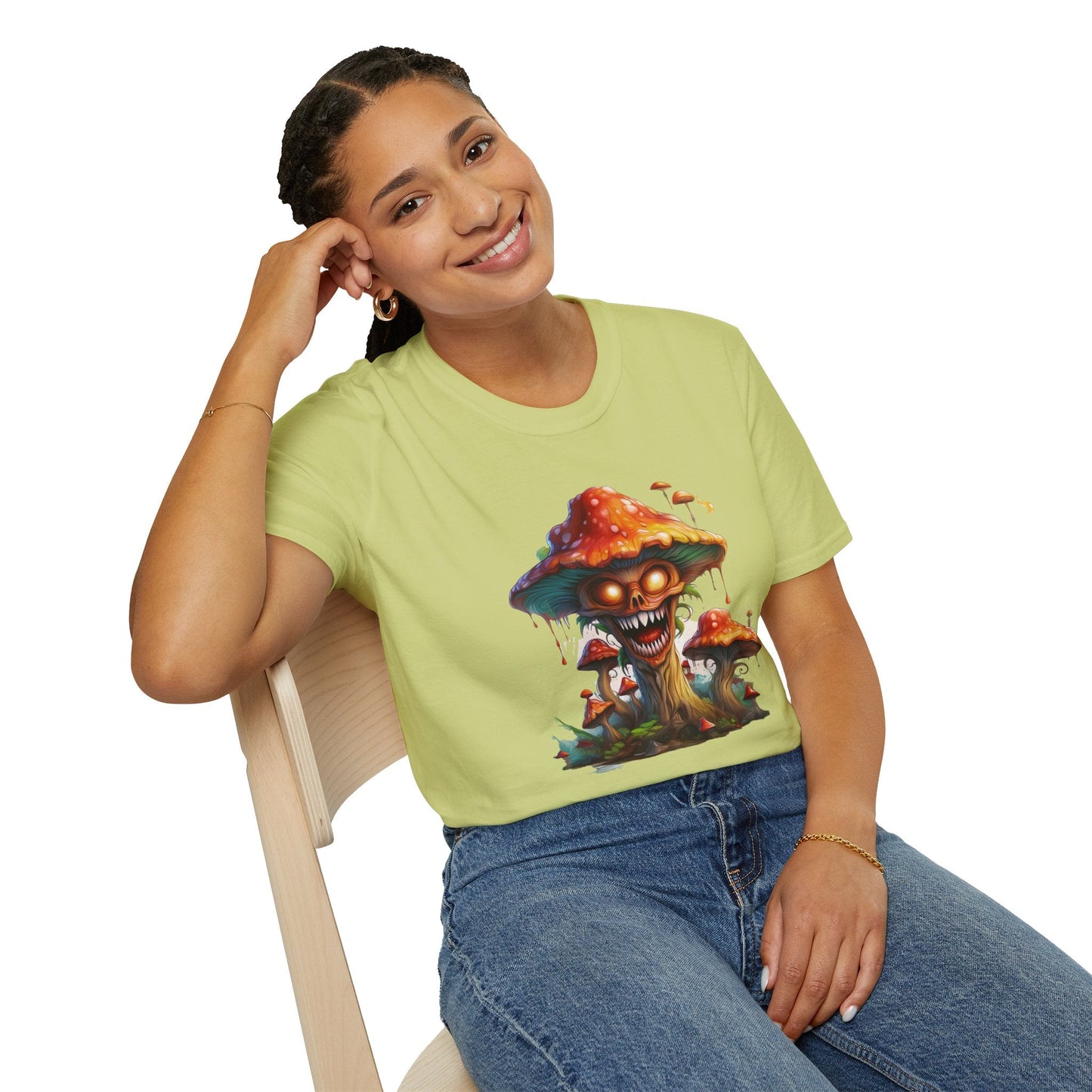 Mashroom Tee Shirt Unisex Softstyle 64000 100% Ring Spun Cotton with Funny Mushroom Artwork