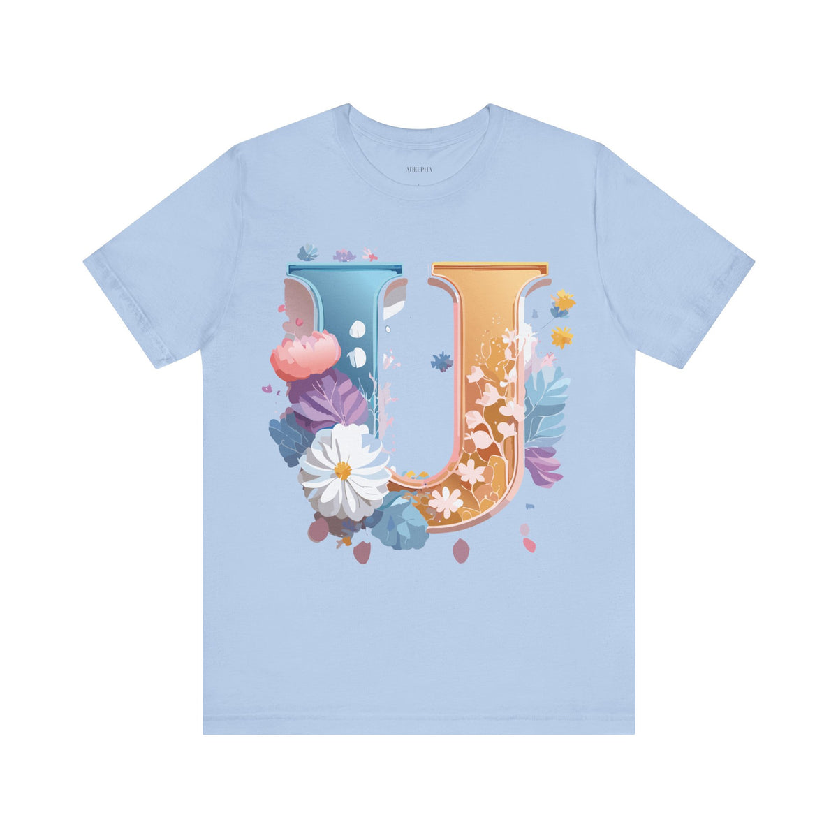 Letter U Graphic Unisex Cotton Bella+Canvas Tee with Art Letter Design