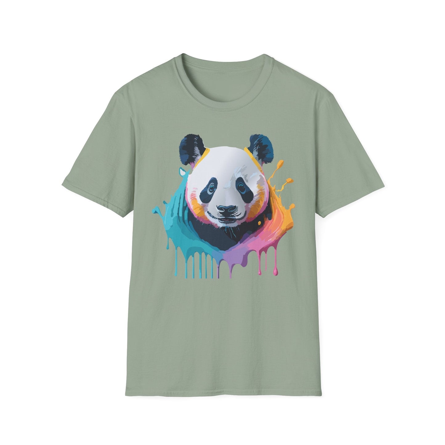 Unisex Panda Shirt T Shirt With Panda Animal Print Tee Softstyle Gildan 64000 100 Percent Ring Spun Cotton