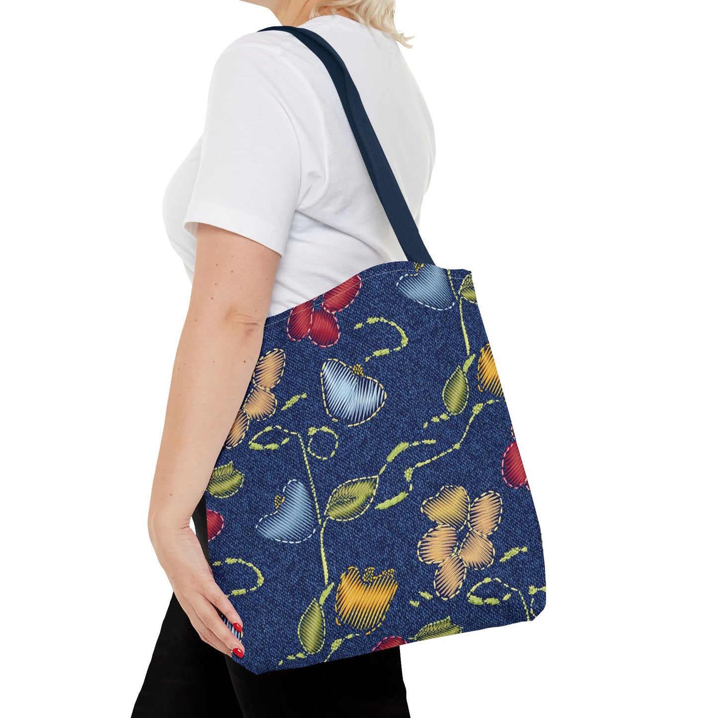 Denim Fabric Imitation Print Unisex Canvas Bag Poly Spun 3 Sizes Tote Bag 128
