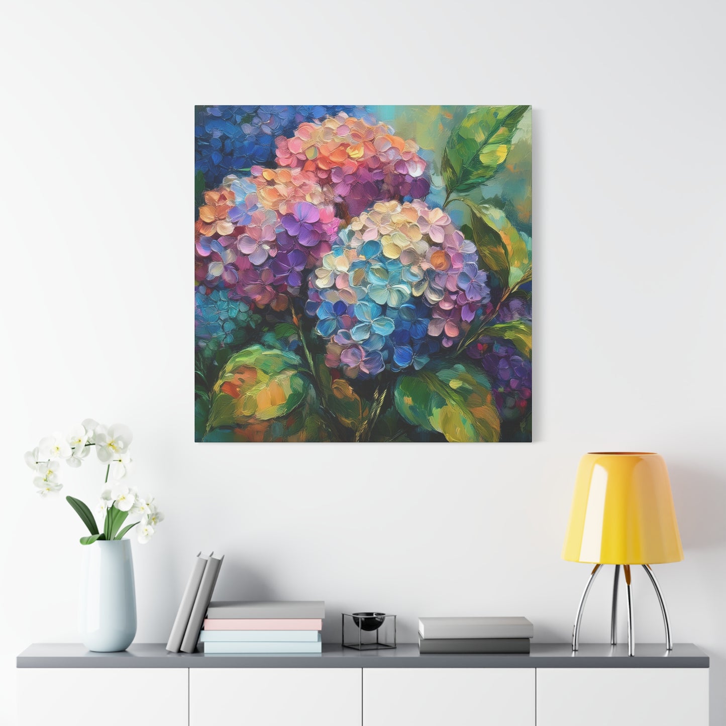Hydrangeas Print Canvas, Flowers Oil Paint Print 20x20, 24x24, 30x30, 32x32, 36x36, Floral Art Design Print Non-Frame MC-28