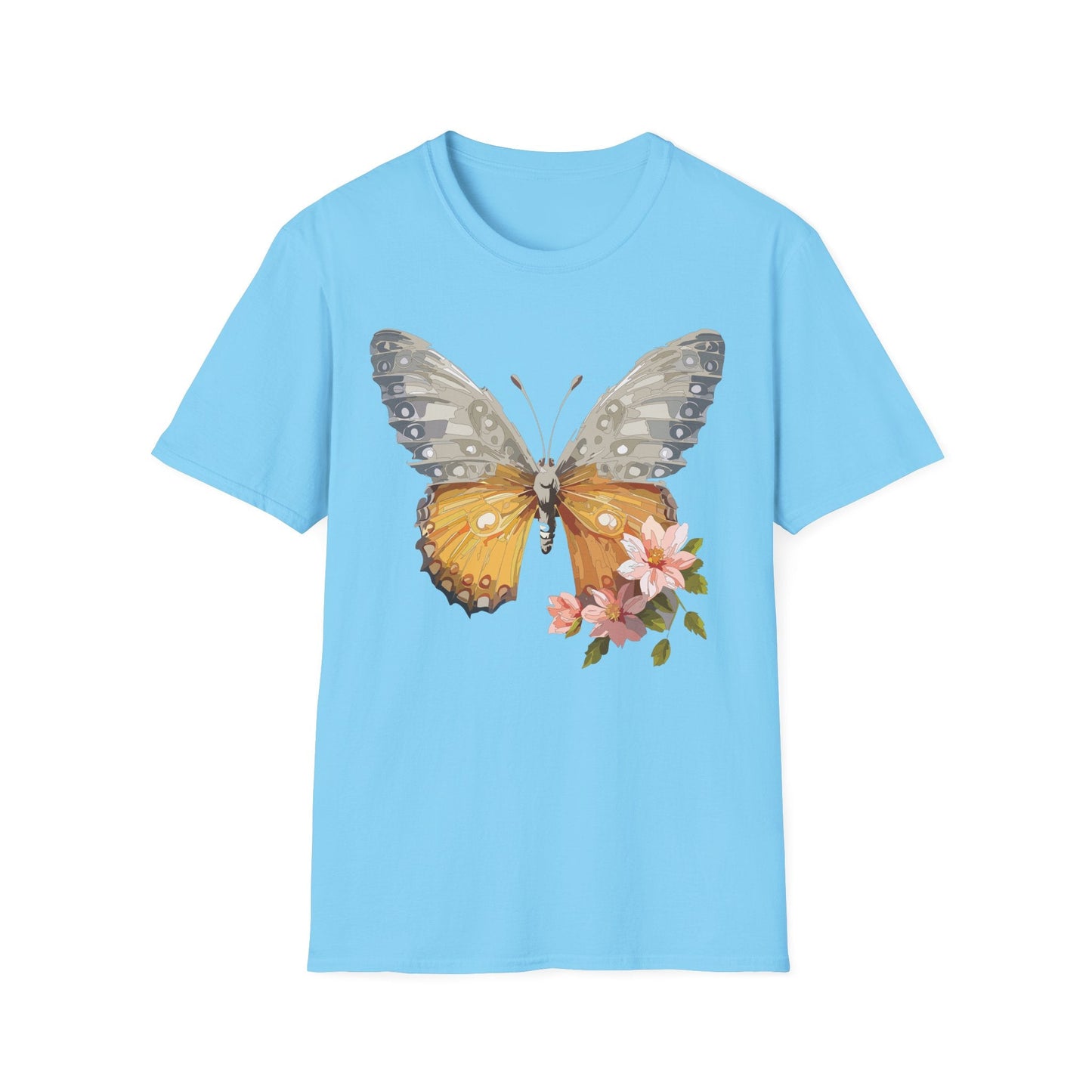 Unisex Butterfly T Shirt Monarch Print Softstyle Cotton Tee Gildan 64000 Lightweight Comfort
