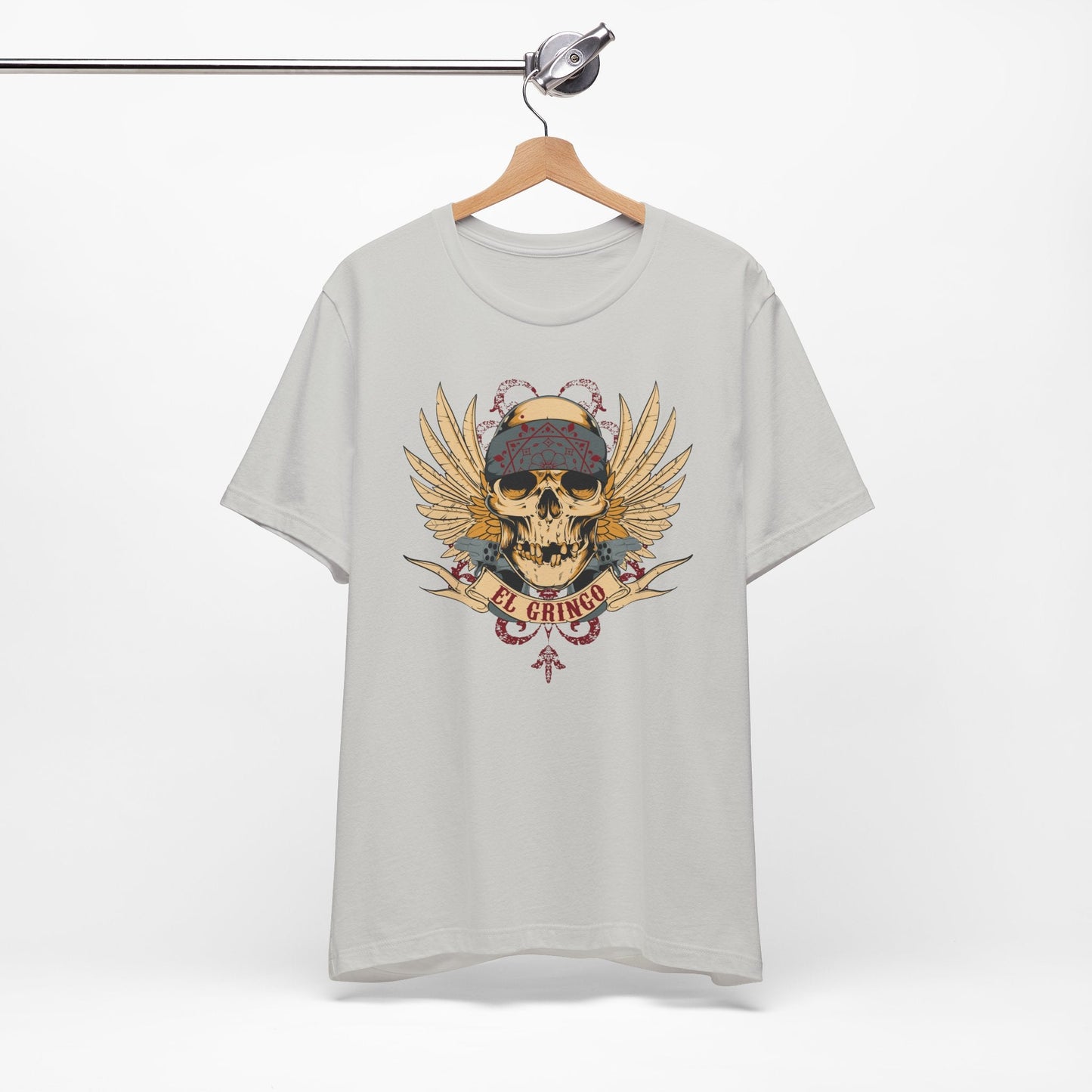 El Gringo Skull with Wings T-Shirt Vintage Tattoo Style Art-53