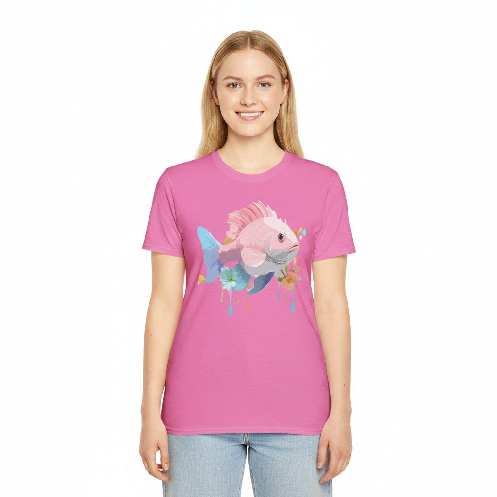 Fish Art Design Shirt Unisex Graphic Tee With Fish Illustration Gildan Softstyle 64000