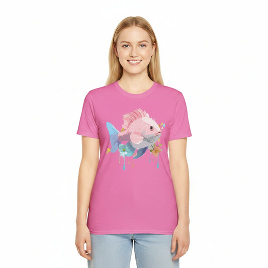 Fish Art Design Shirt Unisex Graphic Tee With Fish Illustration Gildan Softstyle 64000